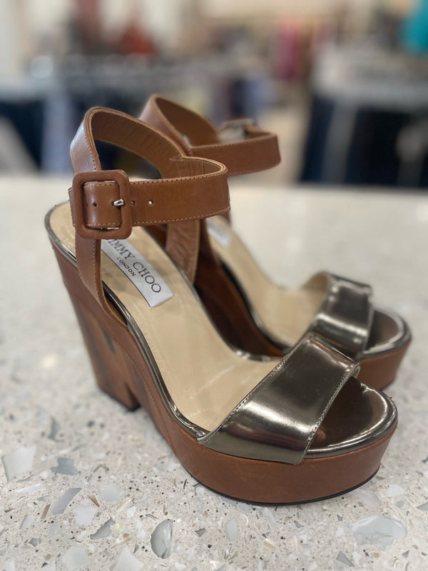 JIMMY CHOO Size 37.5 Brown Sandals