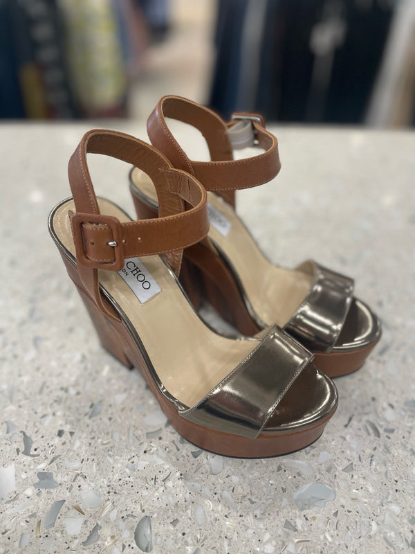 JIMMY CHOO Size 37.5 Brown Sandals
