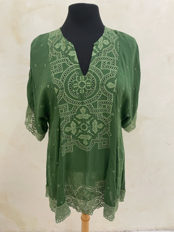 JOHNNY WAS Size S Green S/S TOP