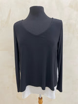 JOSEPH RIBKOFF Size 6 Black L/S TOP