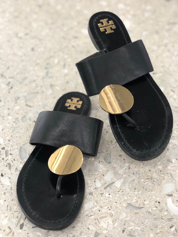 TORY BURCH Size 7 Black Sandals