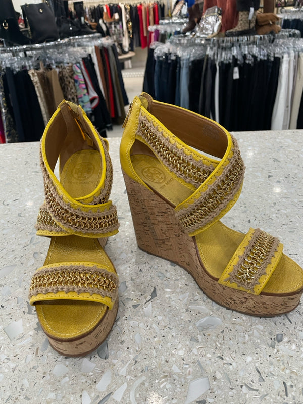 TORY BURCH Size 8 Yellow Wedge