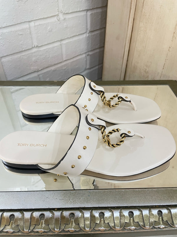 TORY BURCH Size 7.5 White Sandals