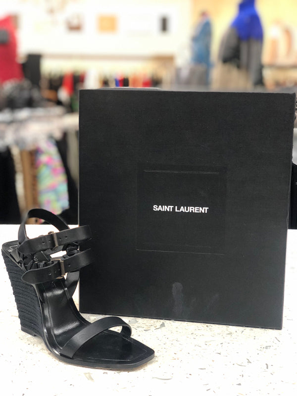 SAINT LAURENT Size 36 Black Wedge