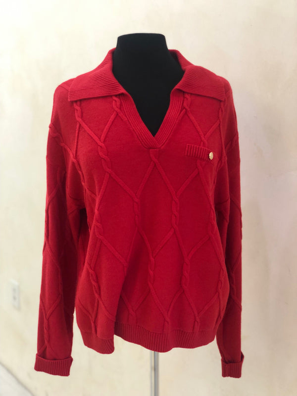 TALBOTS Size L Red L/S TOP