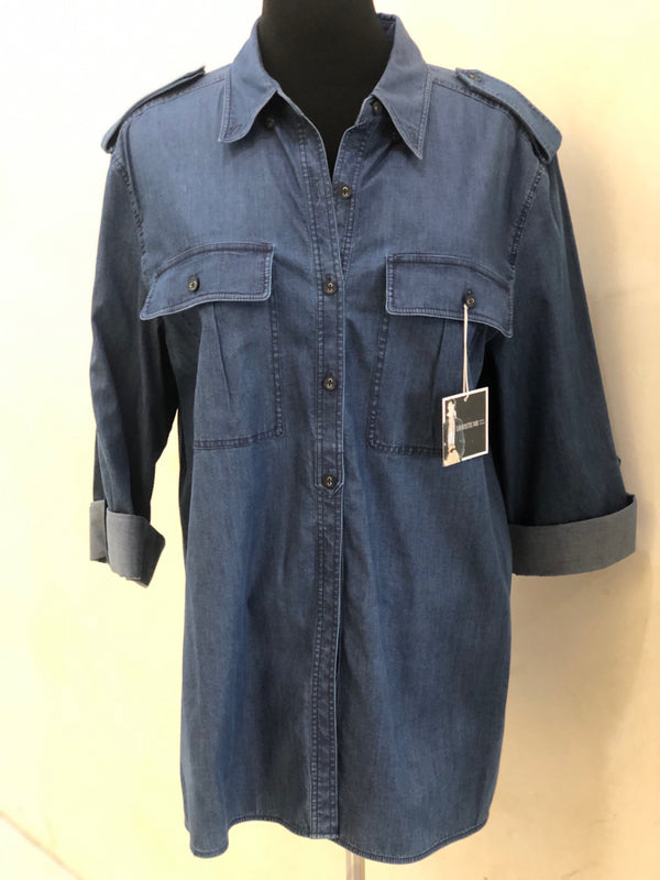 LAFAYETTE Size 14 Denim L/S TOP