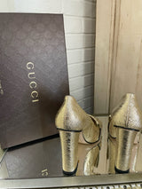 GUCCI Size 37 Gold Heels