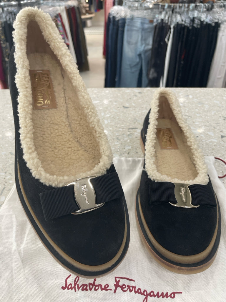 SALVATORE FERRAGAMO Size 9.5 Black Flats